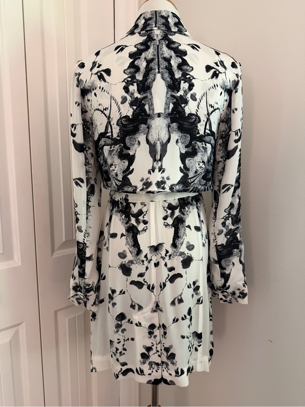 Haute Hippie Black & White Silk Draped Shirt Dress